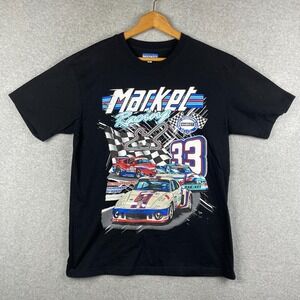 Market Brand Shirt Mens Medium Black Racing 33 Streetwear Short Sleeve Nascar 33